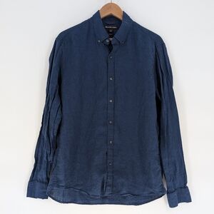 Michael Kors Blue Casual Button Down Shirt with Textured Fabric‎